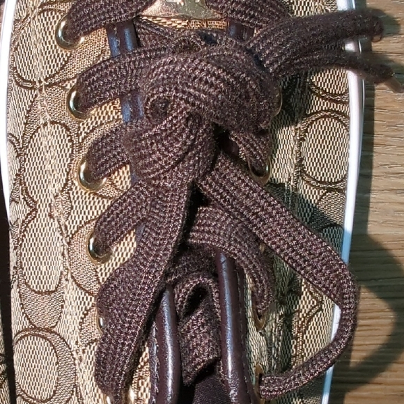 Coach Empire Low Top Logo Sneakers Brown Signature Canvas Wm Sz 10 - Picture 15 of 16